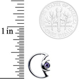 18G 3/8 Purple Gem Crescent Moon Closure Ring