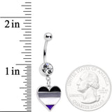 Clear Gem Black Grey White Purple Asexual Pride Heart Belly Ring