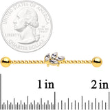 14G Clear Gem Gold Tone Leaf Industrial Barbell 38mm