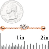14G Clear Gem Rose Gold Tone Leaf Industrial Barbell 38mm