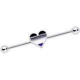 14G Black Grey White Asexual Pride Heart Barbell Industrial 38mm