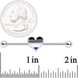 14G Black Grey White Asexual Pride Heart Barbell Industrial 38mm