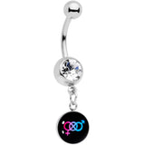Clear Gem Bisexual Pride Flag Dangle Belly Ring