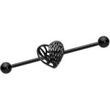 14G Black Angels Wing Industrial Barbell 38mm