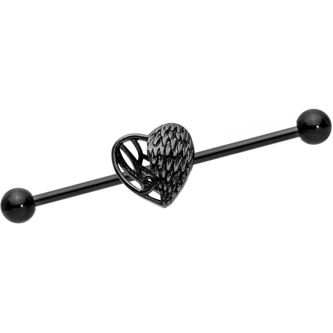 14G Black Angels Wing Industrial Barbell 38mm