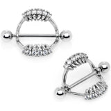 14G 9/16 Clear CZ Gem Scary Fang Halloween Nipple Shield Set