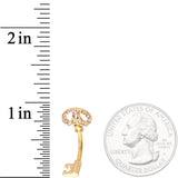 Clear CZ Gem Gold Tone Key to My Love Double Mount Belly Ring