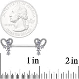 14G 9/16 Clear Gem Valentine Heart Barbell Nipple Ring Set