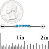 14G Aqua CZ Gem Quintuplet Industrial Barbell 38mm