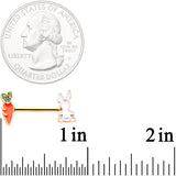 14G 9/16 Green Gem Gold Tone Bunny Carrot Barbell Nipple Ring Set