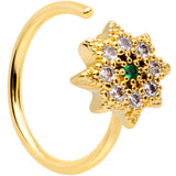 20G 5/16 Clear CZ Gem Gold Tone Octagon Nose Hoop