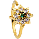 20G 5/16 Clear CZ Gem Gold Tone Octagon Nose Hoop