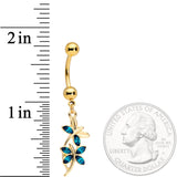 Aqua Gem Gold Tone Dangling Dragonflies Dangle Belly Ring