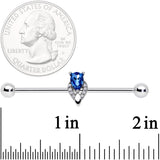 14G Clear Blue Teardrop Gem Art Deco Industrial Barbell 38mm
