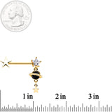 14G 9/16 Clear CZ Gem Gold Tone Saturn Barbell Nipple Ring Set