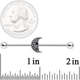 14G Black Gem Night Skull Crescent Moon Industrial Barbell 38mm