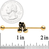 14G Gold Tone Boxing Gloves Industrial Barbell 38mm
