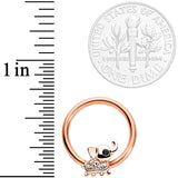 14G 1/2 Clear Gem Rose Gold Tone Elephant Captive Nipple Ring Set