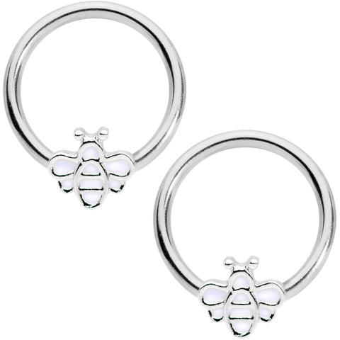 14G 1/2 Bumble Bee BCR Captive Nipple Ring Set