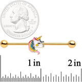 14G Gold Tone Pastel Unicorn Industrial Barbell 38mm