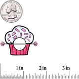 14G 33mm Pink Gem Sprinkle Cupcake Nipple Shield Set
