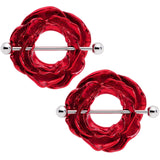 14G 33mm Red Blooming Blossom Flower Nipple Shield Set