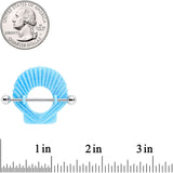 14G 29mm Blue Shimmer Mermaid Shell Nautical Nipple Shield Set