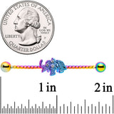 14G Clear Gem Rainbow Elephant Twisted Industrial Barbell 38mm