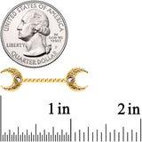 14G Clear Gem Gold Tone Witch Moon Barbell Nipple Ring Set