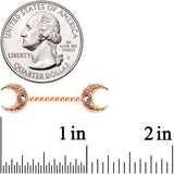 14G Clear Gem Rose Gold Tone Witch Moon Barbell Nipple Ring Set