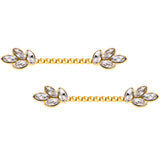 14G Clear Gem Gold Tone Leaves Twisted Barbell Nipple Ring Set