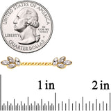 14G Clear Gem Gold Tone Leaves Twisted Barbell Nipple Ring Set