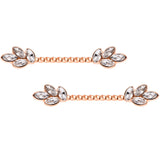 14G Clear Gem Rose Gold Tone Leaf Twisted Barbell Nipple Ring Set