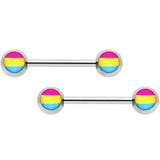 14G 9/16 Red Yellow Blue Pansexual Pride Barbell Nipple Ring Set