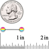 14G 9/16 Red Yellow Blue Pansexual Pride Barbell Nipple Ring Set