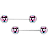 14G 9/16 Transgender Pride Logo Barbell Nipple Ring Set