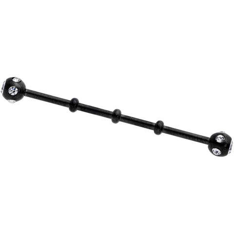 14G Clear Gem Black Industrial Barbell 38mm