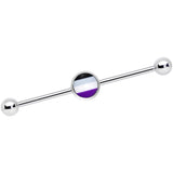 14G Black Gray Purple Asexual Pride Flag Industrial Barbell 38mm