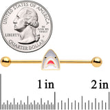 14G Gold Tone Shark Attack Industrial Barbell 38mm