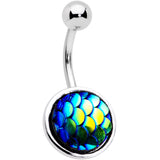 Blue Gem Blue Green Mermaid Scale Belly Ring Set of 3