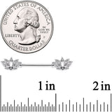 14G 9/16 Clear Gem Lotus Flower Barbell Nipple Ring Set