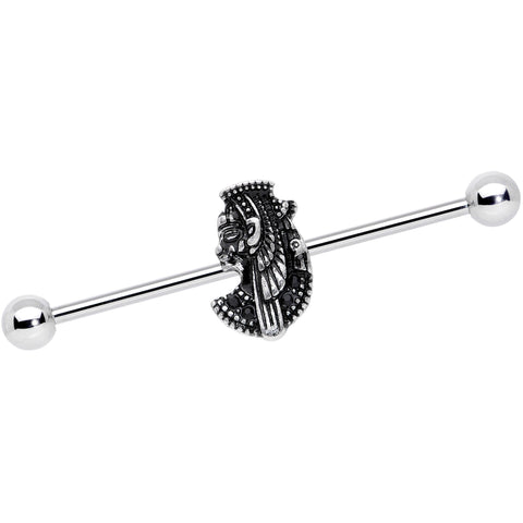 14G Black Gem Cleopatra Anubis Industrial Barbell 38mm