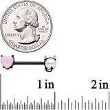 14G 9/16 Pink Gem Black Devil Heart Love Barbell Nipple Ring Set