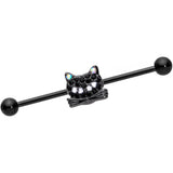 14G Black Aurora Gem Black Cat Industrial Barbell 38mm