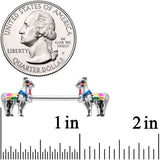 14G 9/16 Colorful Drama Llama Barbell Nipple Ring Set