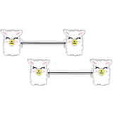 14G 9/16 Sweet Llama Barbell Nipple Ring Set