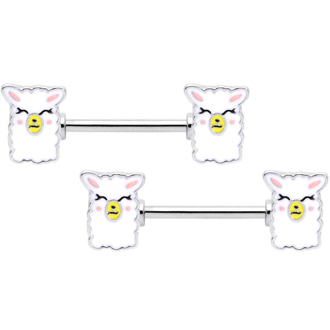 14G 9/16 Sweet Llama Barbell Nipple Ring Set