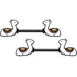 14G 9/16 Snoozing Llama Barbell Nipple Ring Set