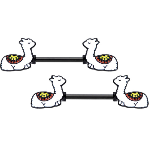 14G 9/16 Snoozing Llama Barbell Nipple Ring Set