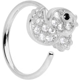 18G 3/8 Clear Black CZ Gem Ducky Nose Hoop